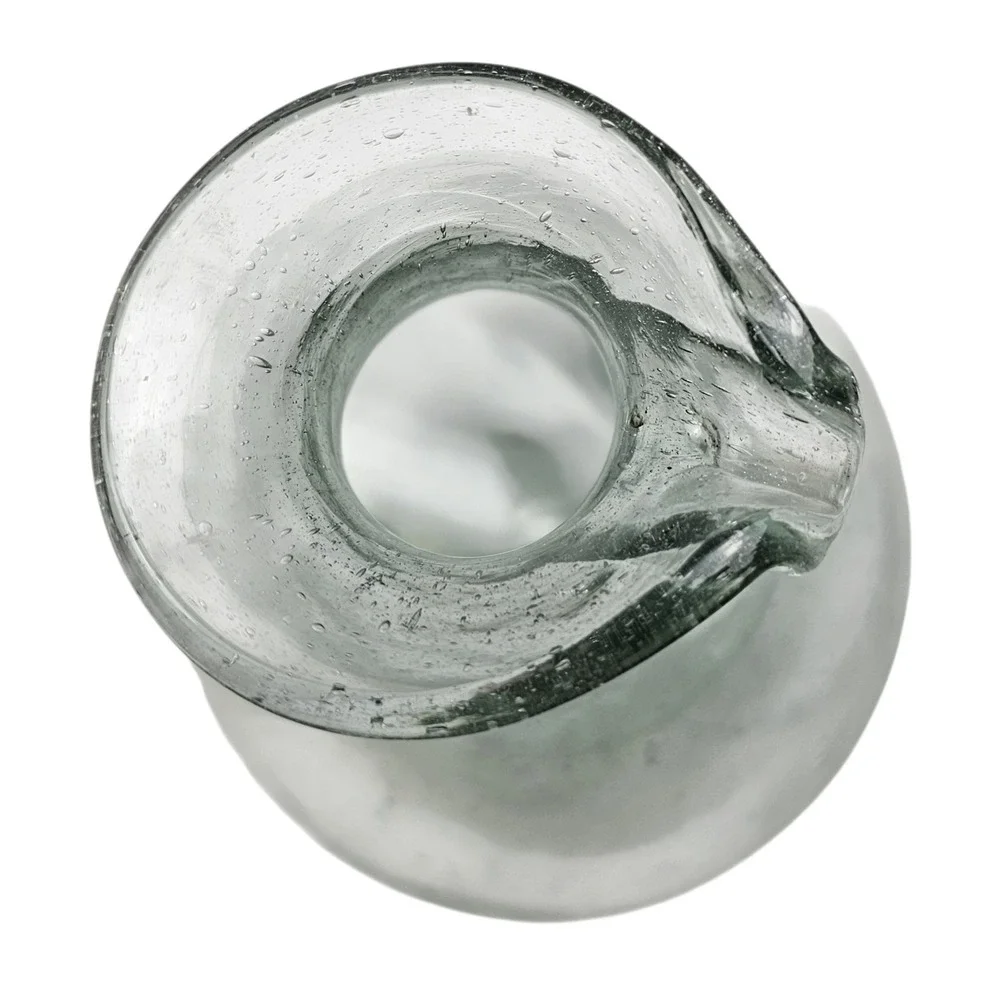 Hand Blown Seed Glass Sake Carafe Decanter with Internal Ice Pocket Chiller
